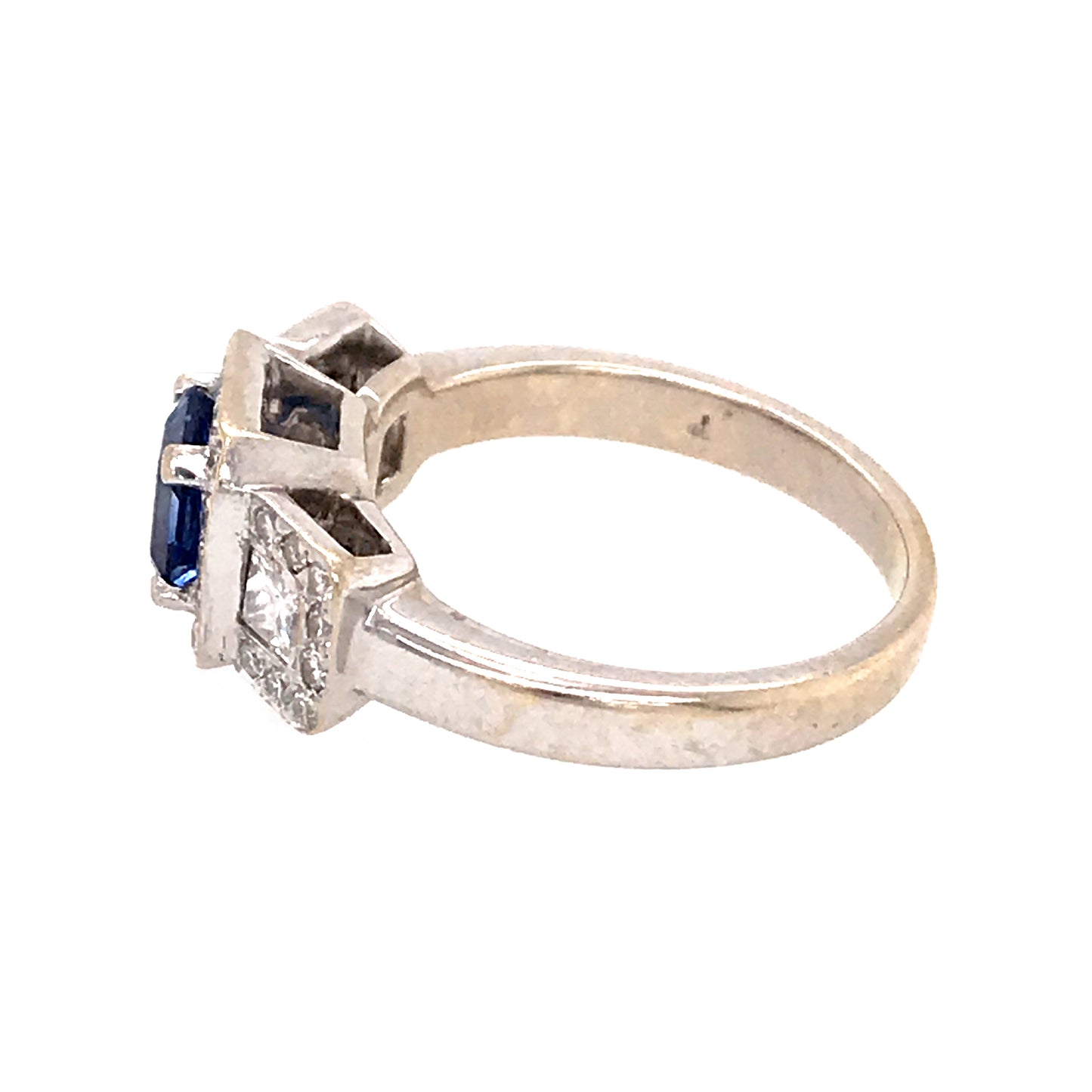 Estate 18k White Gold Sapphire and Diamond Cluster Ring