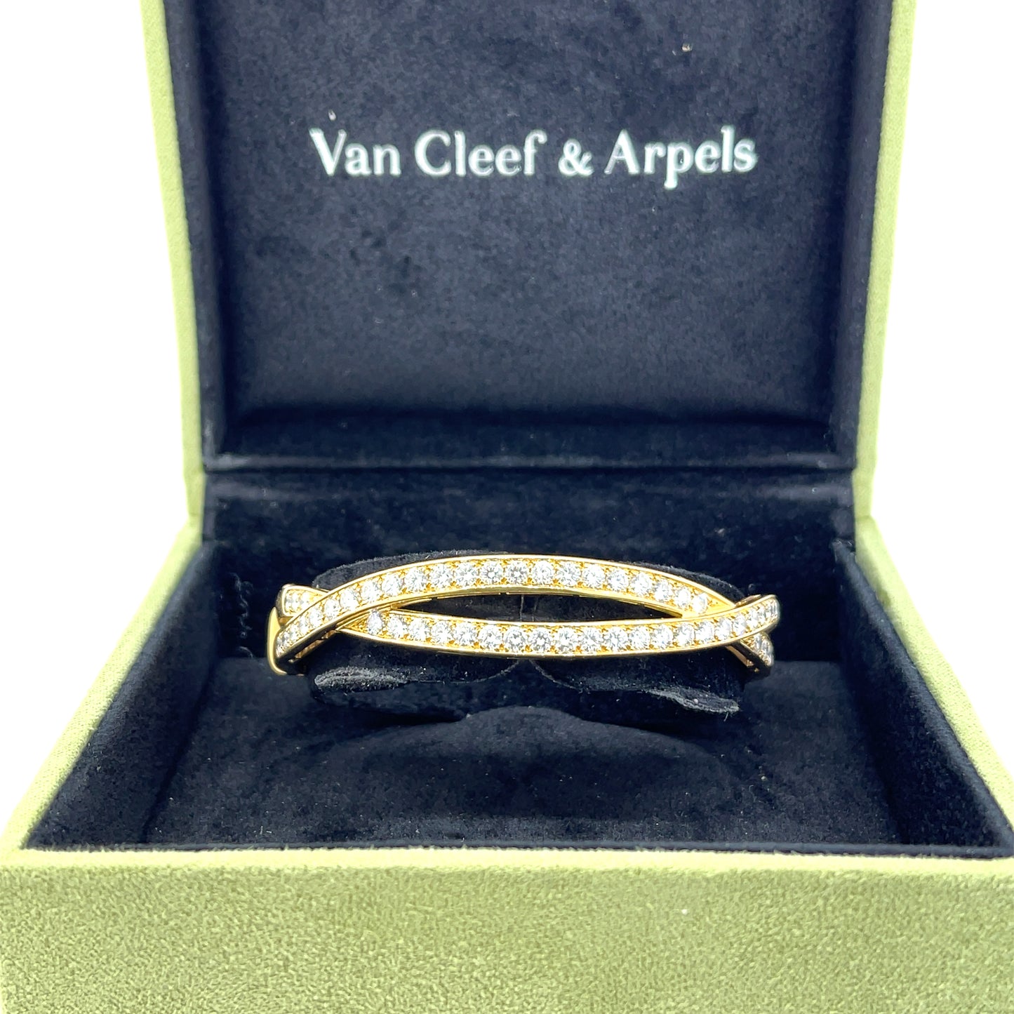 Rare Van Cleef & Arpels 18k Yellow Gold Diamond Bangle