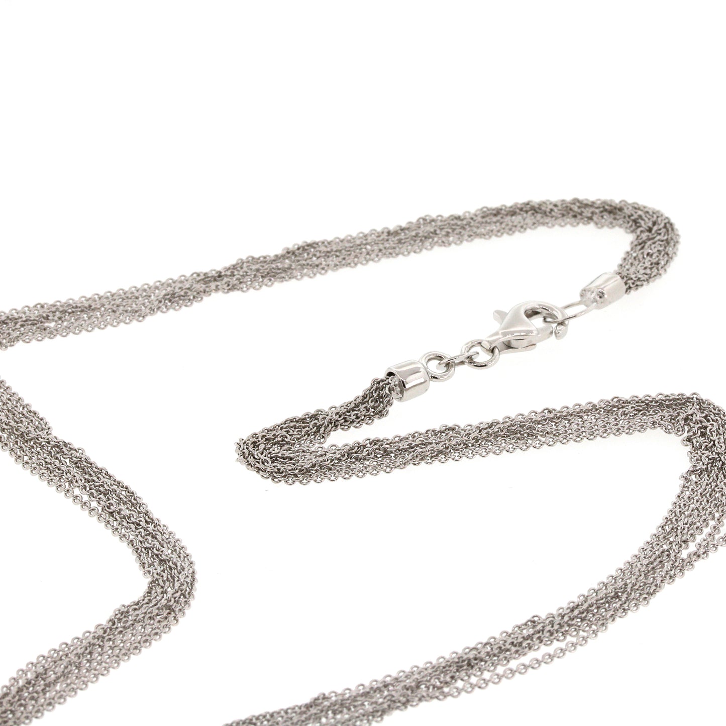 Platinum Diamond Pave Heart with 7-row Chain Necklace