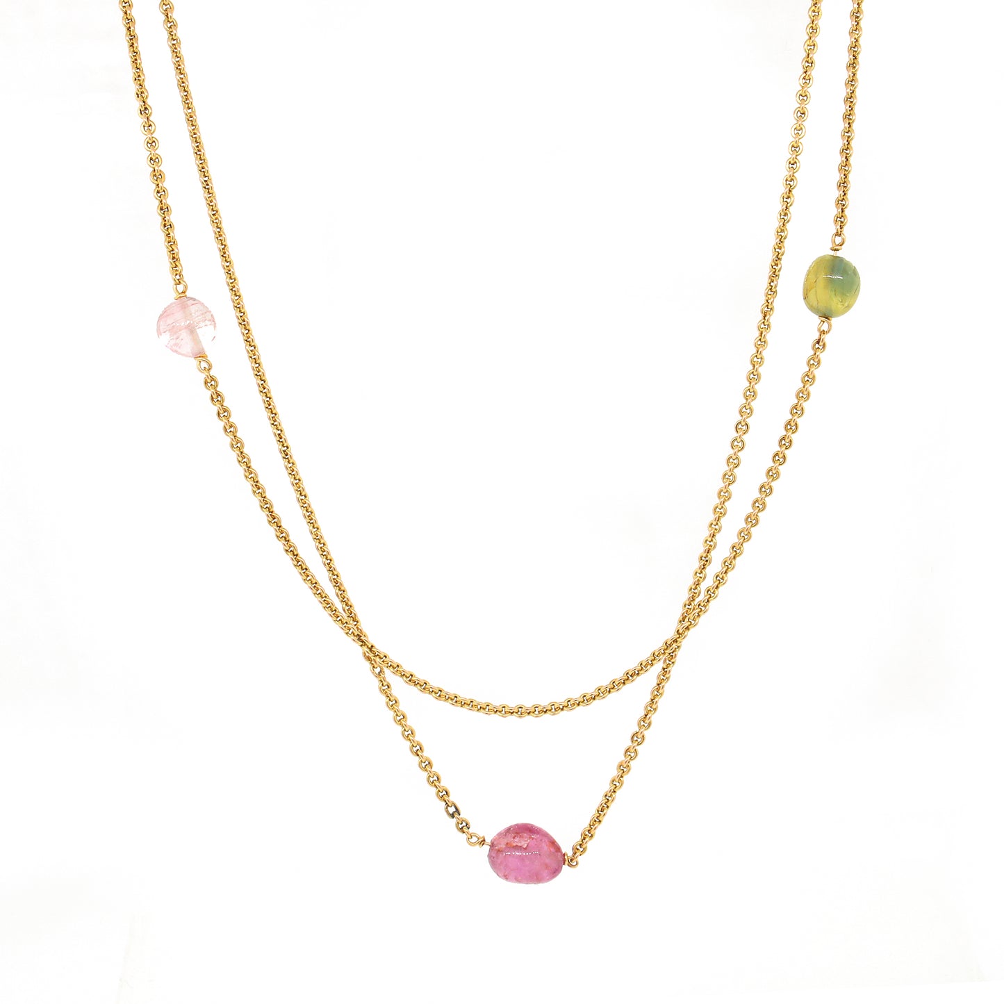 Semi-Precious Stones Long Bead Chain Necklace