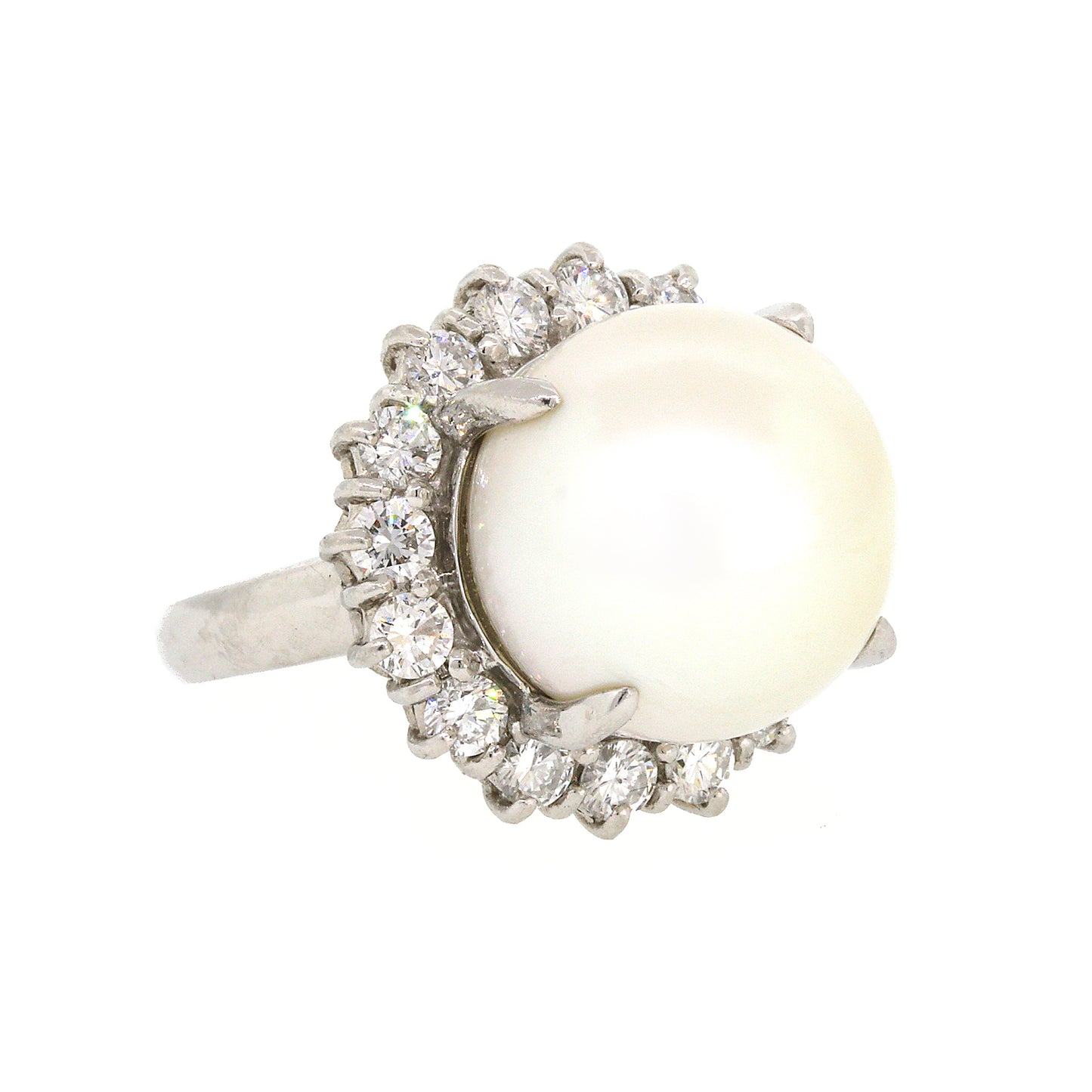 Beautiful Estate South Sea Pearl and Diamond Cocktail Ring