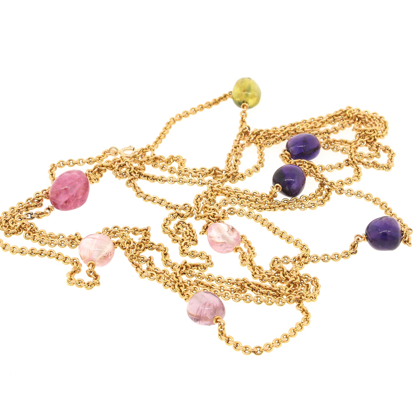 Semi-Precious Stones Long Bead Chain Necklace