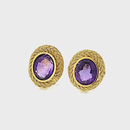 Load and play video in Gallery viewer, David Webb Woven Amethyst Clip-on Earrings
