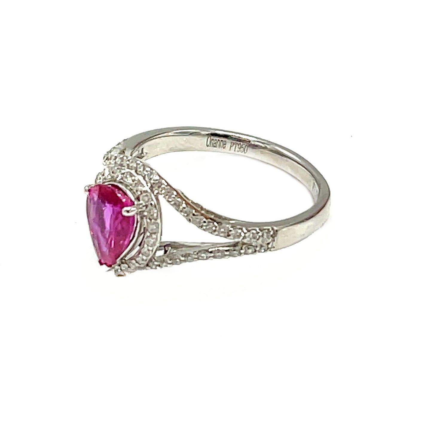 Orianne GIA Certified No-Heat Ruby Pear-Shaped Ring