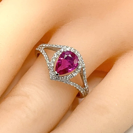 Orianne GIA Certified No-Heat Ruby Pear-Shaped Ring