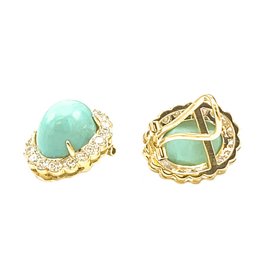 Elegant Turquoise and Diamond Cluster Earrings