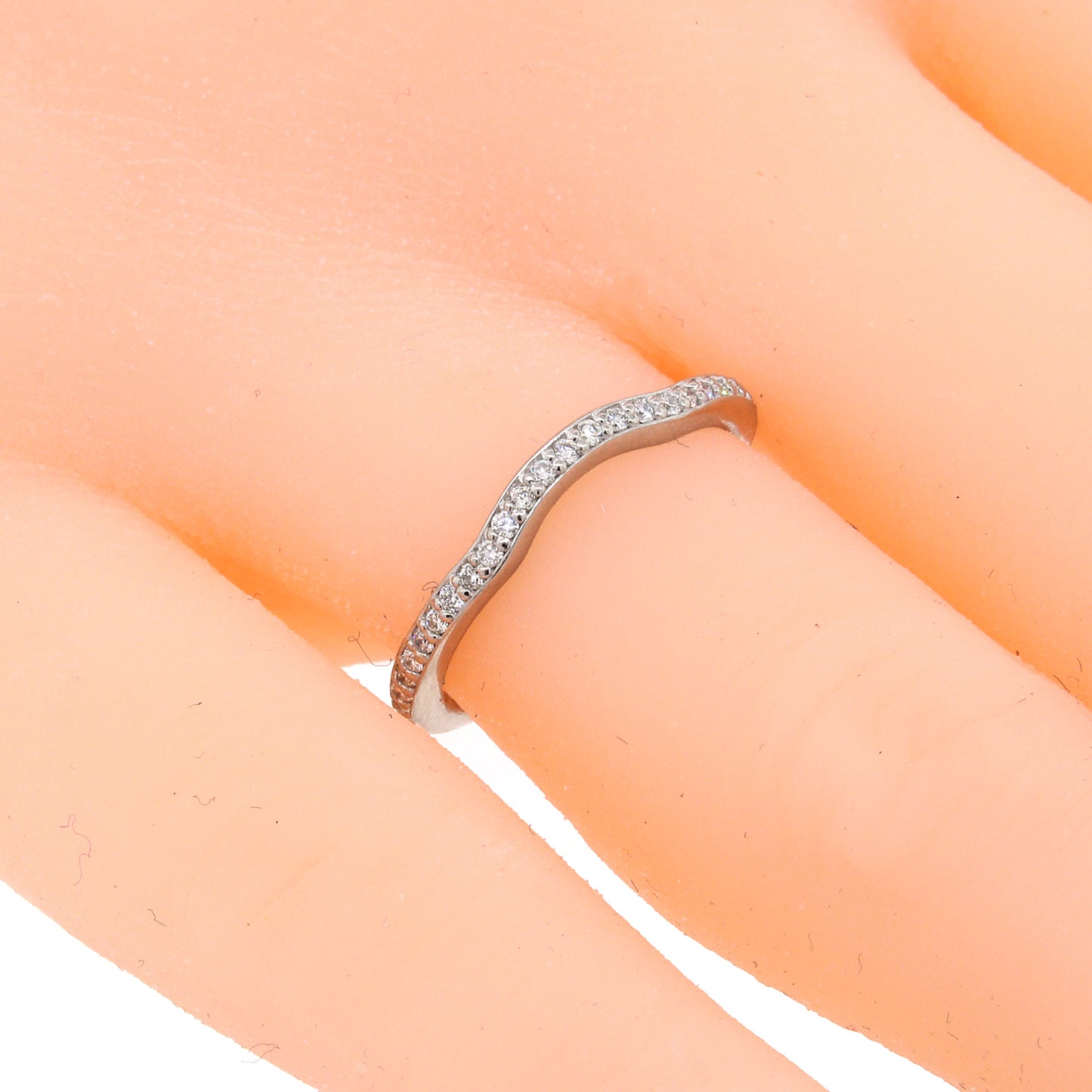 Platinum Pave Curved Diamond Band Ring Size 5.25