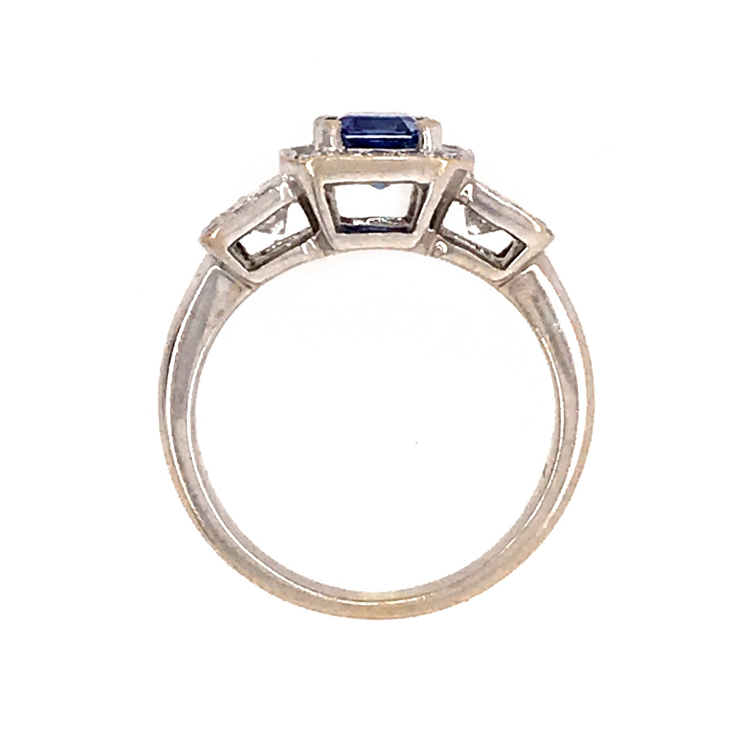 Estate 18k White Gold Sapphire and Diamond Cluster Ring