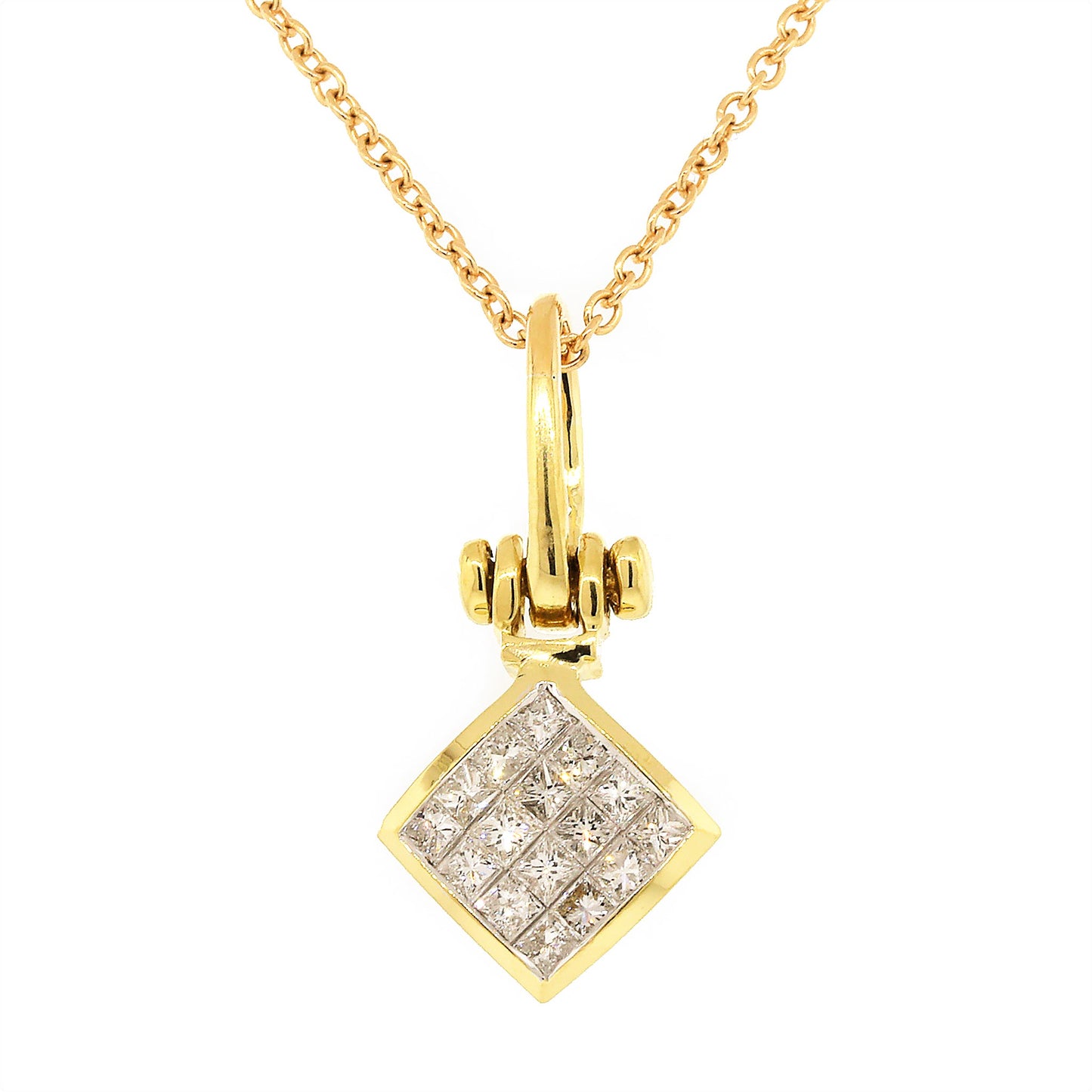 Invisible-set Princess Cut Diamond Pendant