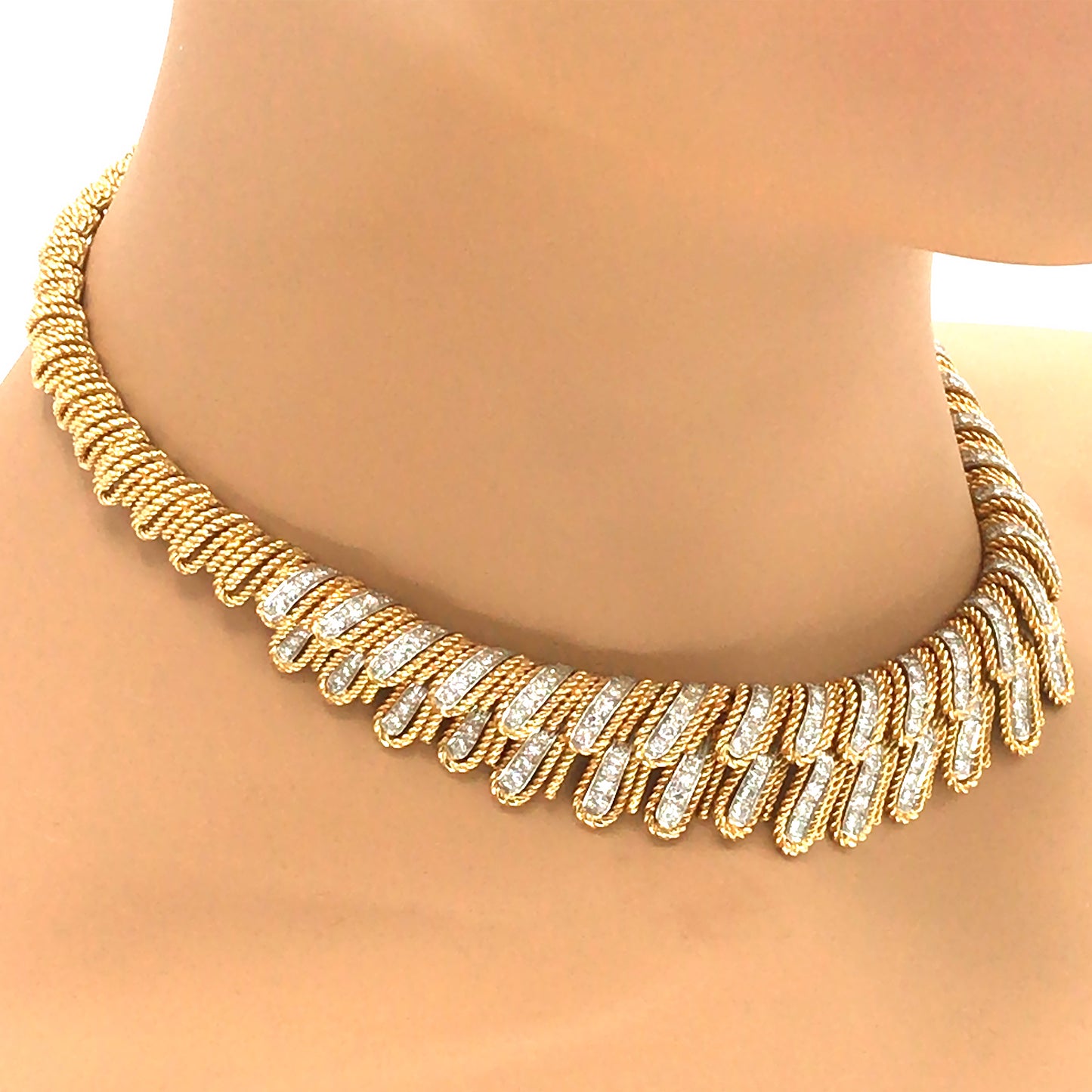 Fabulous 18k Yellow Gold Diamond Collar Necklace