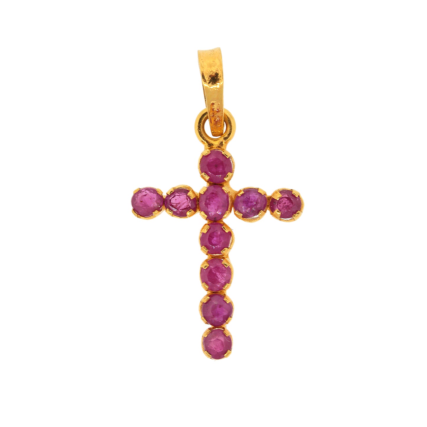 14 kt Yellow Gold Ruby Cross Pendant