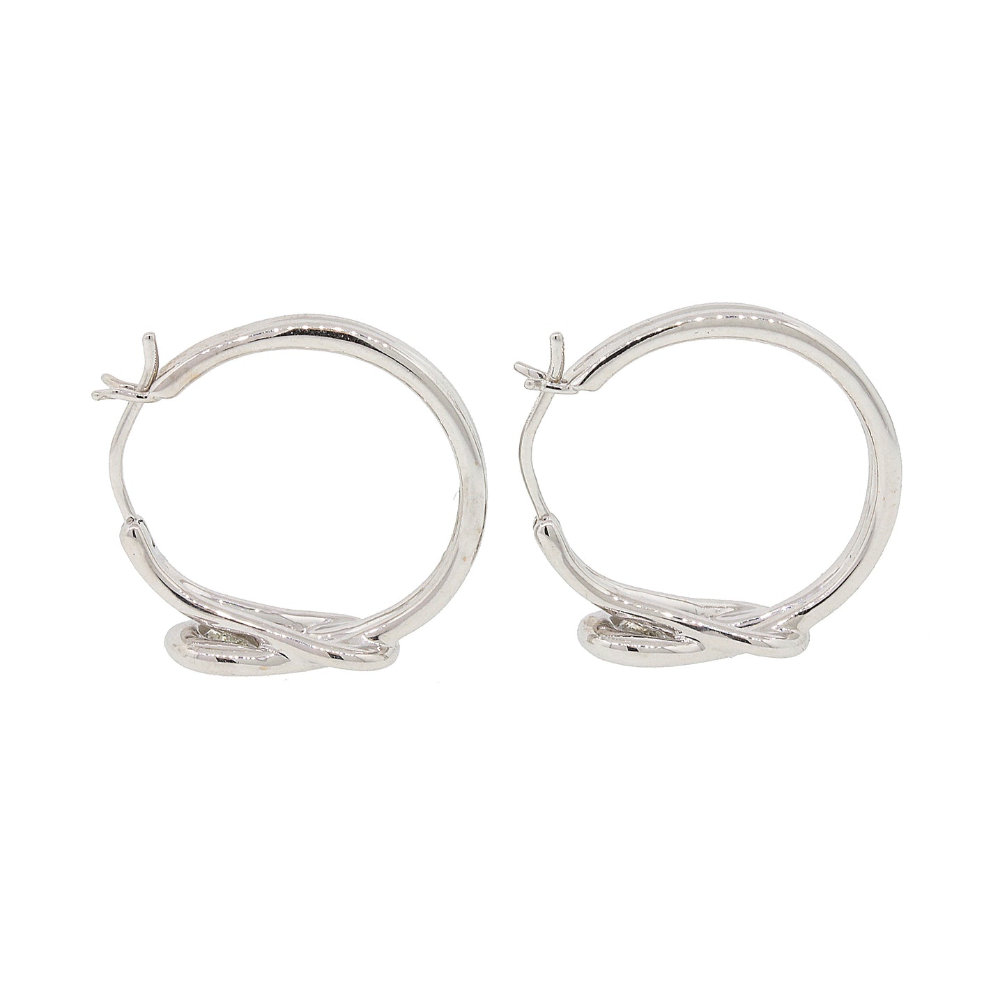14k White Gold Diamond Hoops Earrings