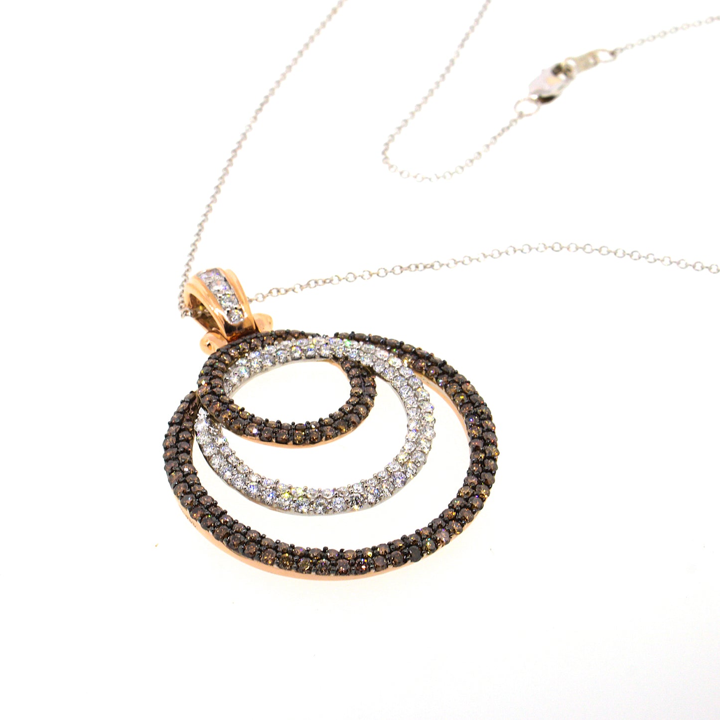 Two Tone Champagne and White Diamond Pendant