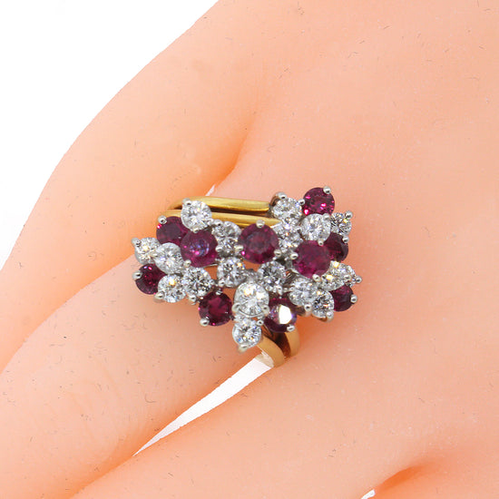 Ruby and Diamond Waterfall Ring