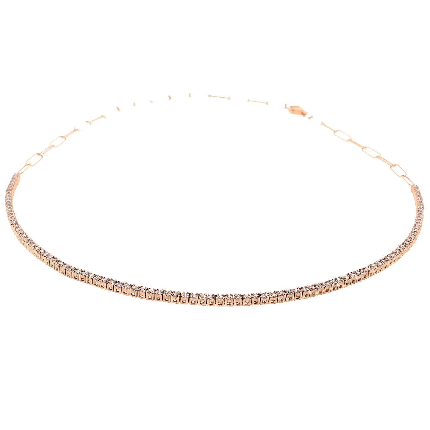 Chain Link Diamond Tennis Choker Necklace