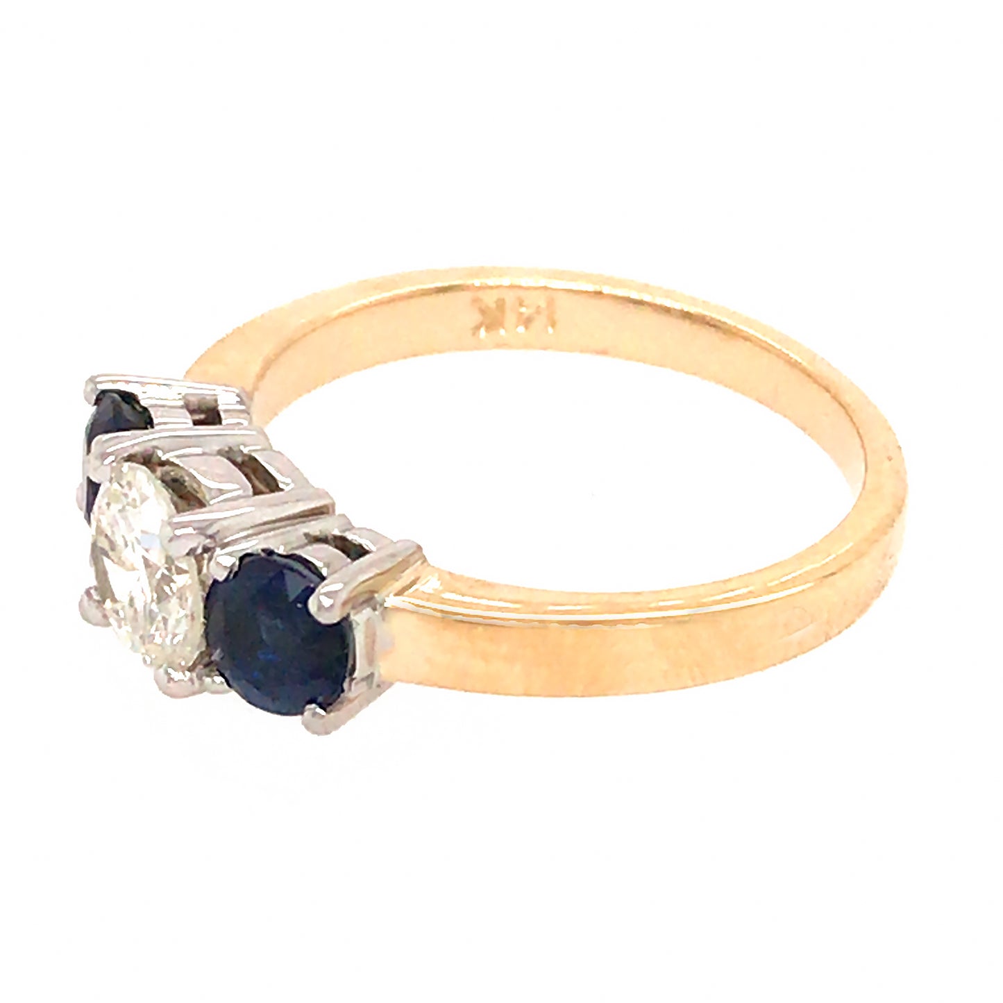 14k Two-Tone Gold Diamond and Sapphire Engagement Ring