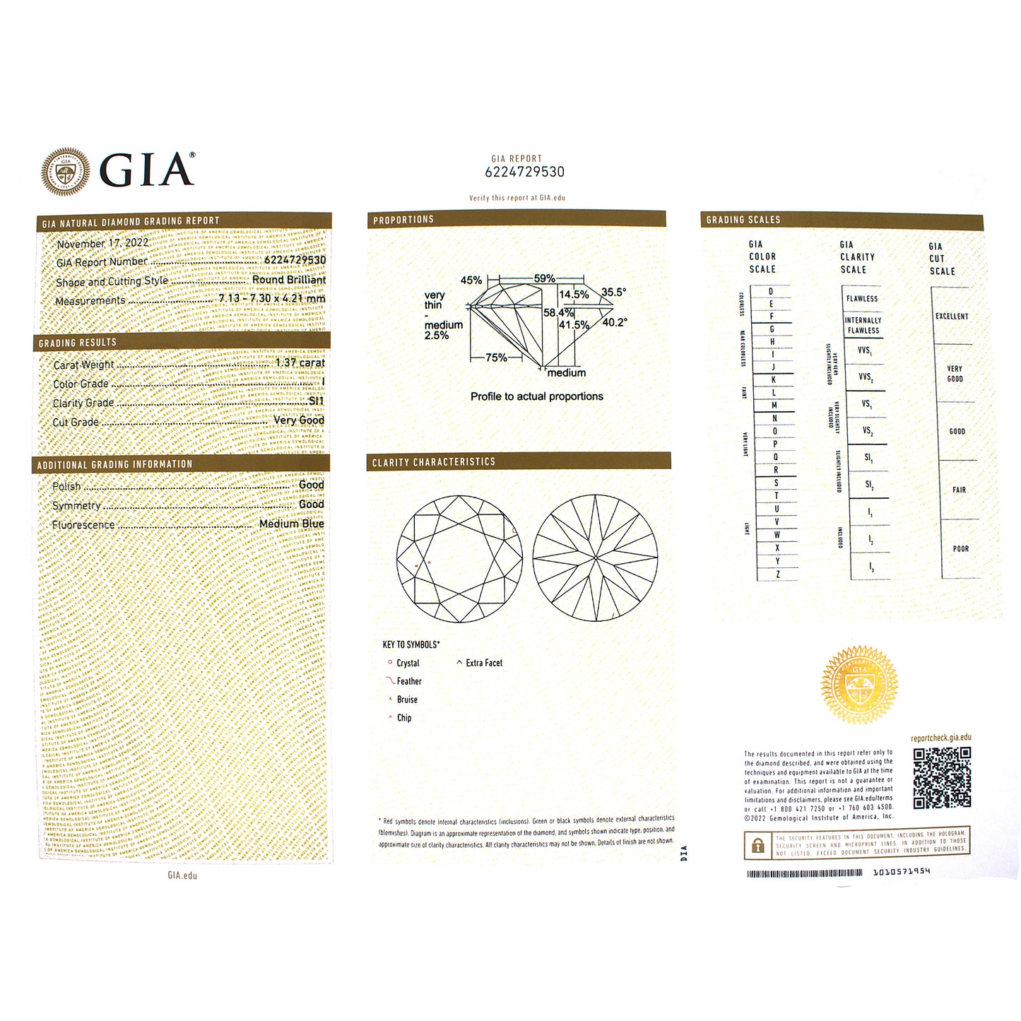 GIA Certified 1.37 carats Old European Cut Diamond Engagement Ring