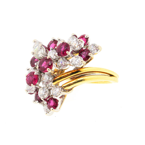 Ruby and Diamond Waterfall Ring