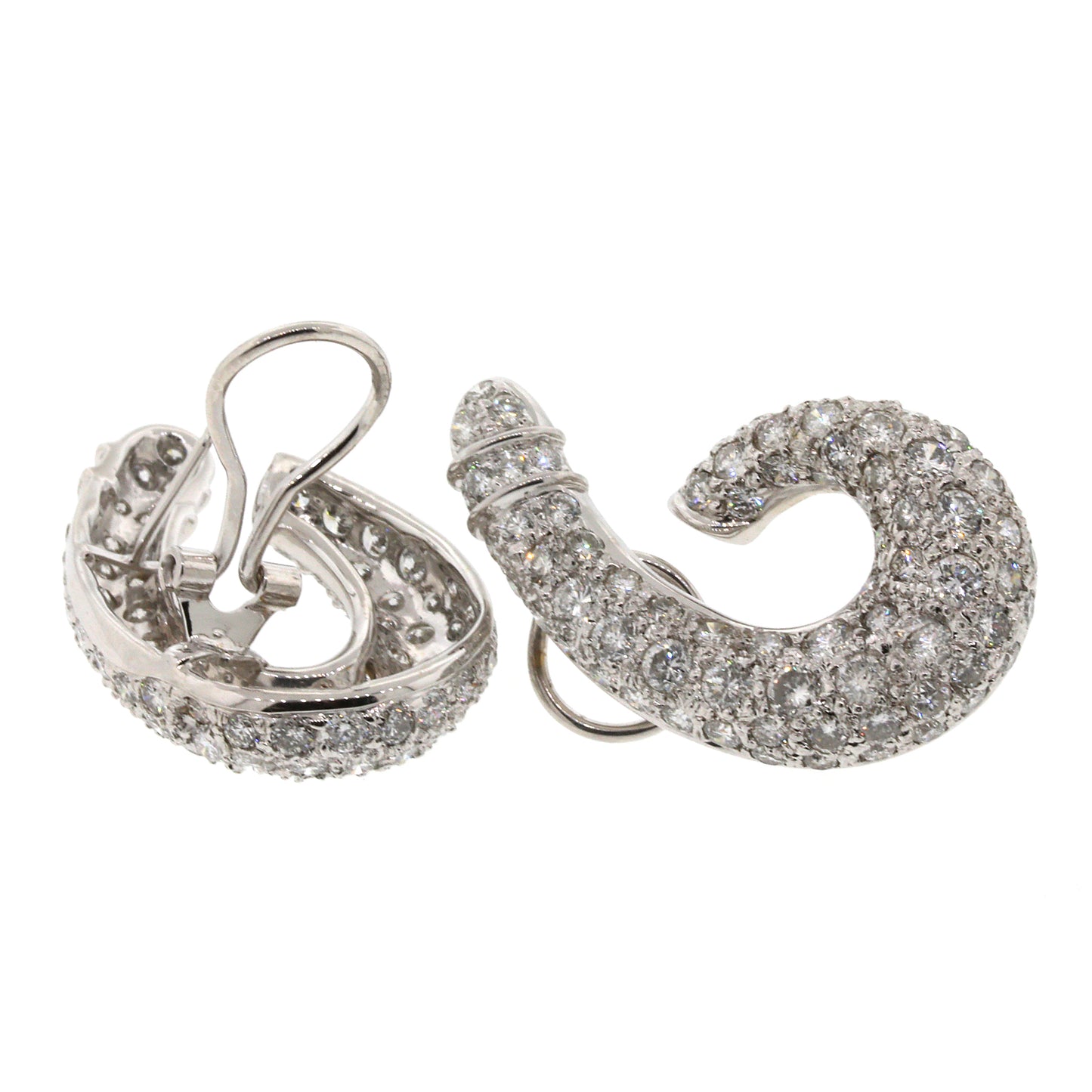 J-Shaped Pave Diamond Earrings