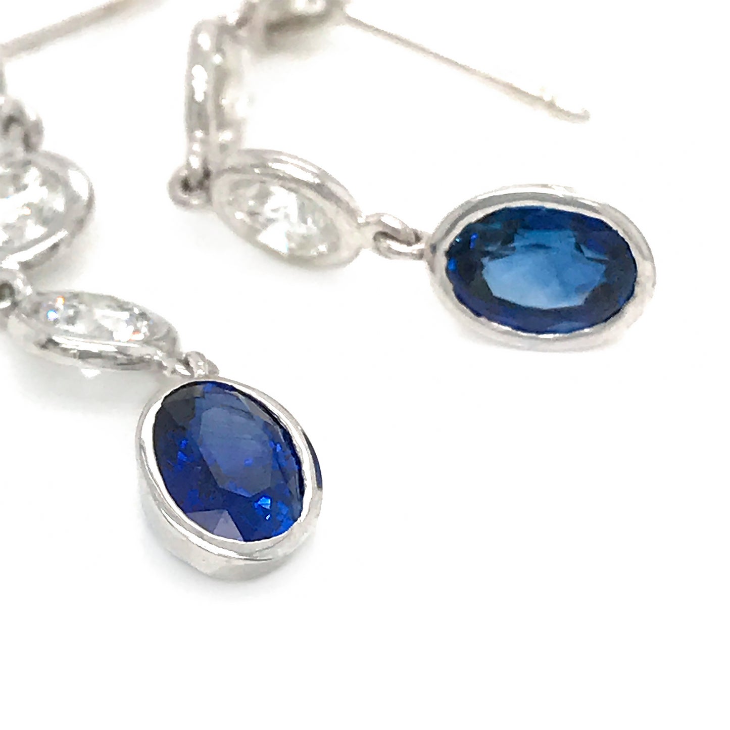 Diamond & Blue Sapphire Drop Earrings