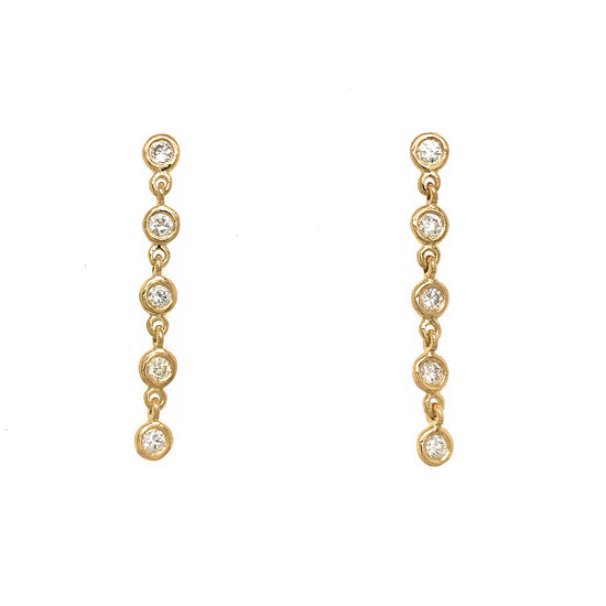 FAB DROPS 18K Yellow Gold Round Diamond Drop Earrings