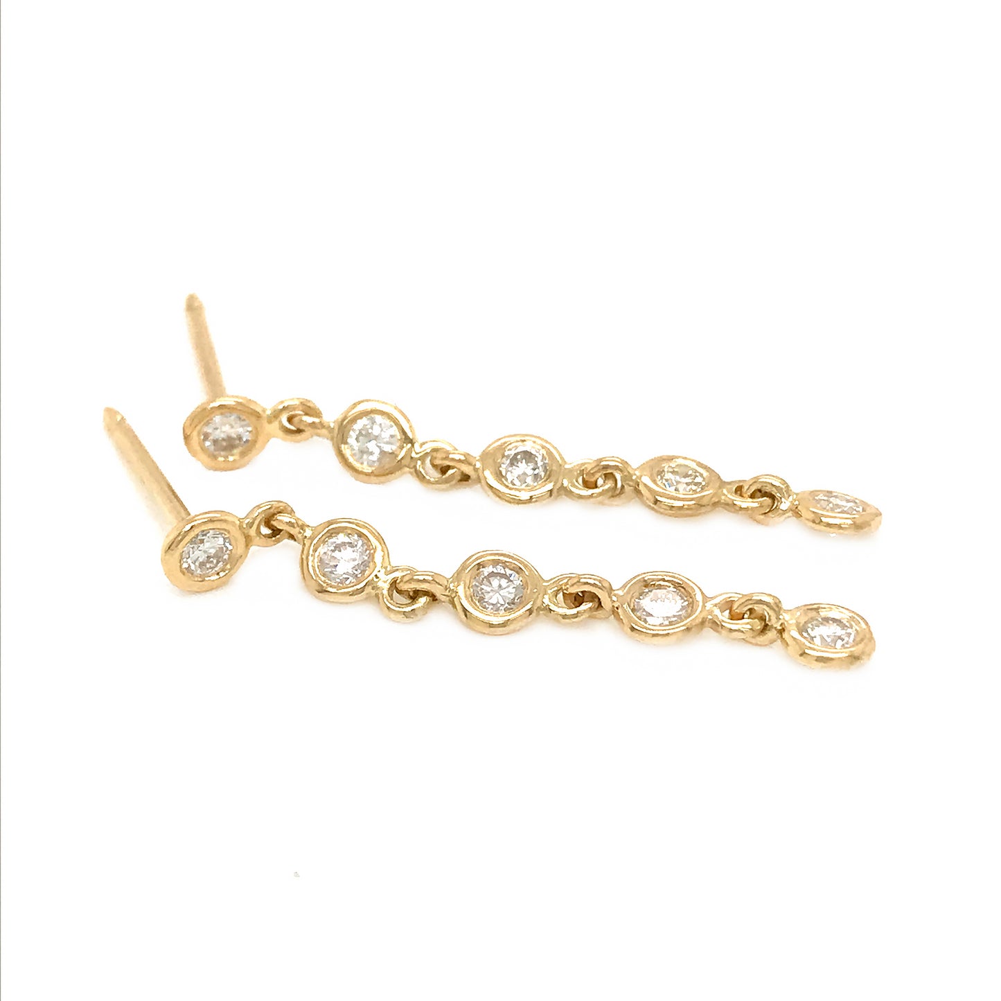 FAB DROPS 18K Yellow Gold Round Diamond Drop Earrings