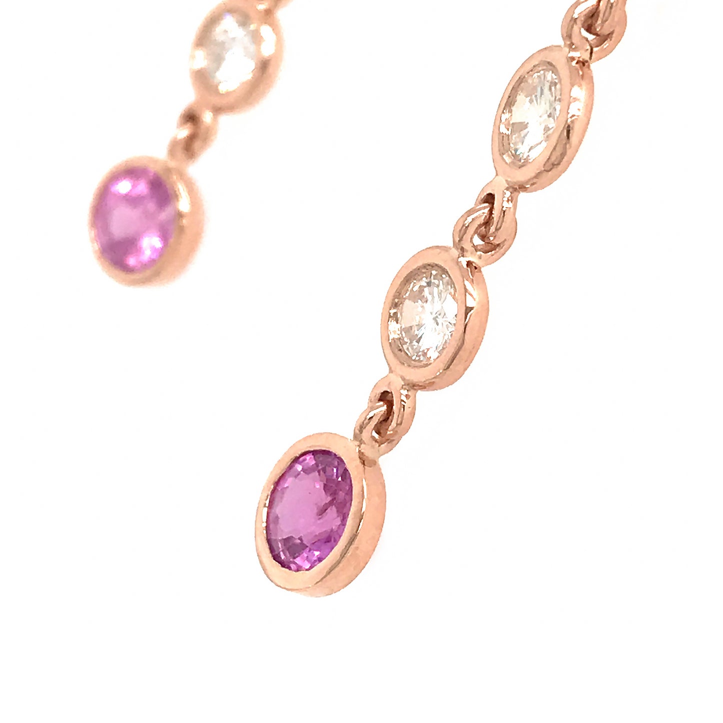 Diamond and Pink Sapphire Drop Earrings