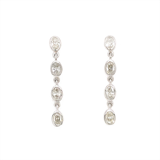 Fab Drops 14k White Gold Oval Diamond Drop Earrings