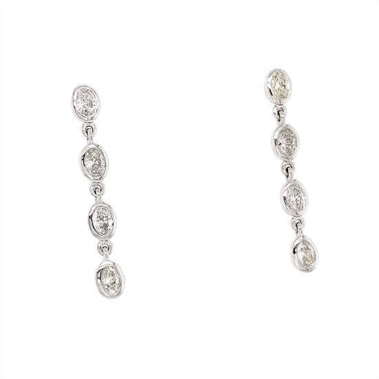 Fab Drops 14k White Gold Oval Diamond Drop Earrings