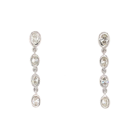 FAB DROPS 14K White Gold Oval Diamond Drop Earrings