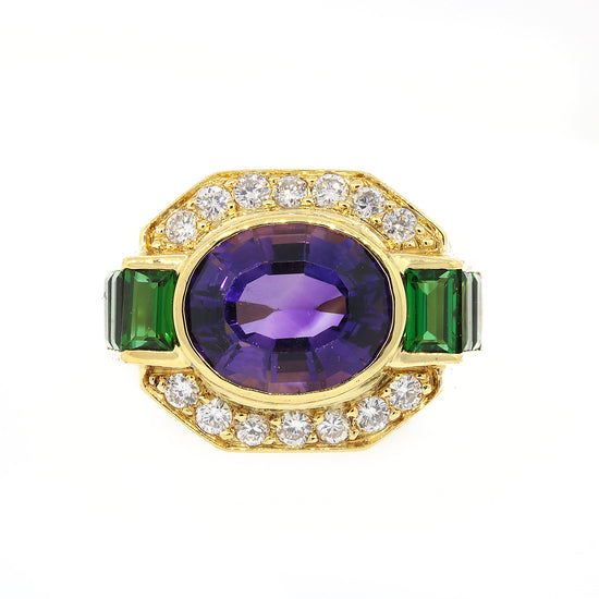 Lagos Amethyst, Tourmaline and Diamond Ring