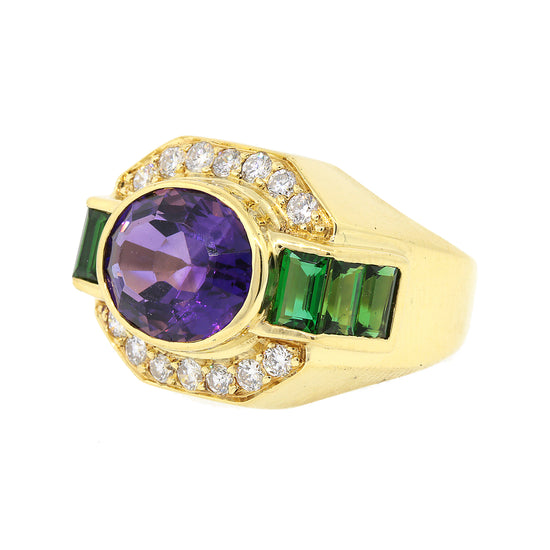 Lagos Amethyst, Tourmaline and Diamond Ring