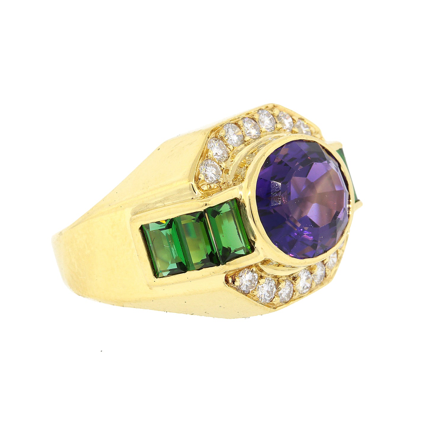 Lagos Amethyst, Tourmaline and Diamond Ring