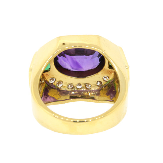 Lagos Amethyst, Tourmaline and Diamond Ring