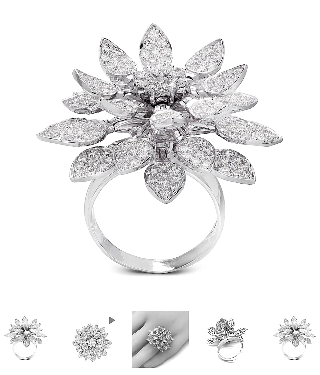 Beautiful Articulating Diamond Lotus Flower Ring