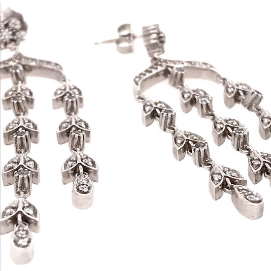 Chandelier Diamond Earrings 14k White Gold